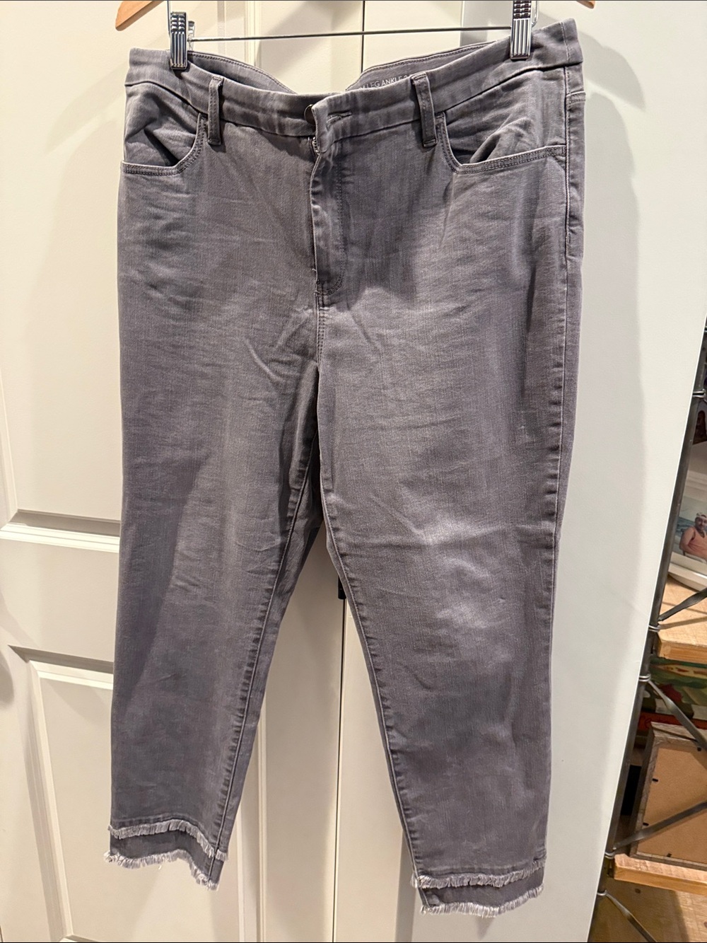 Chico's Gray Cropped Frayed Hem Jeans